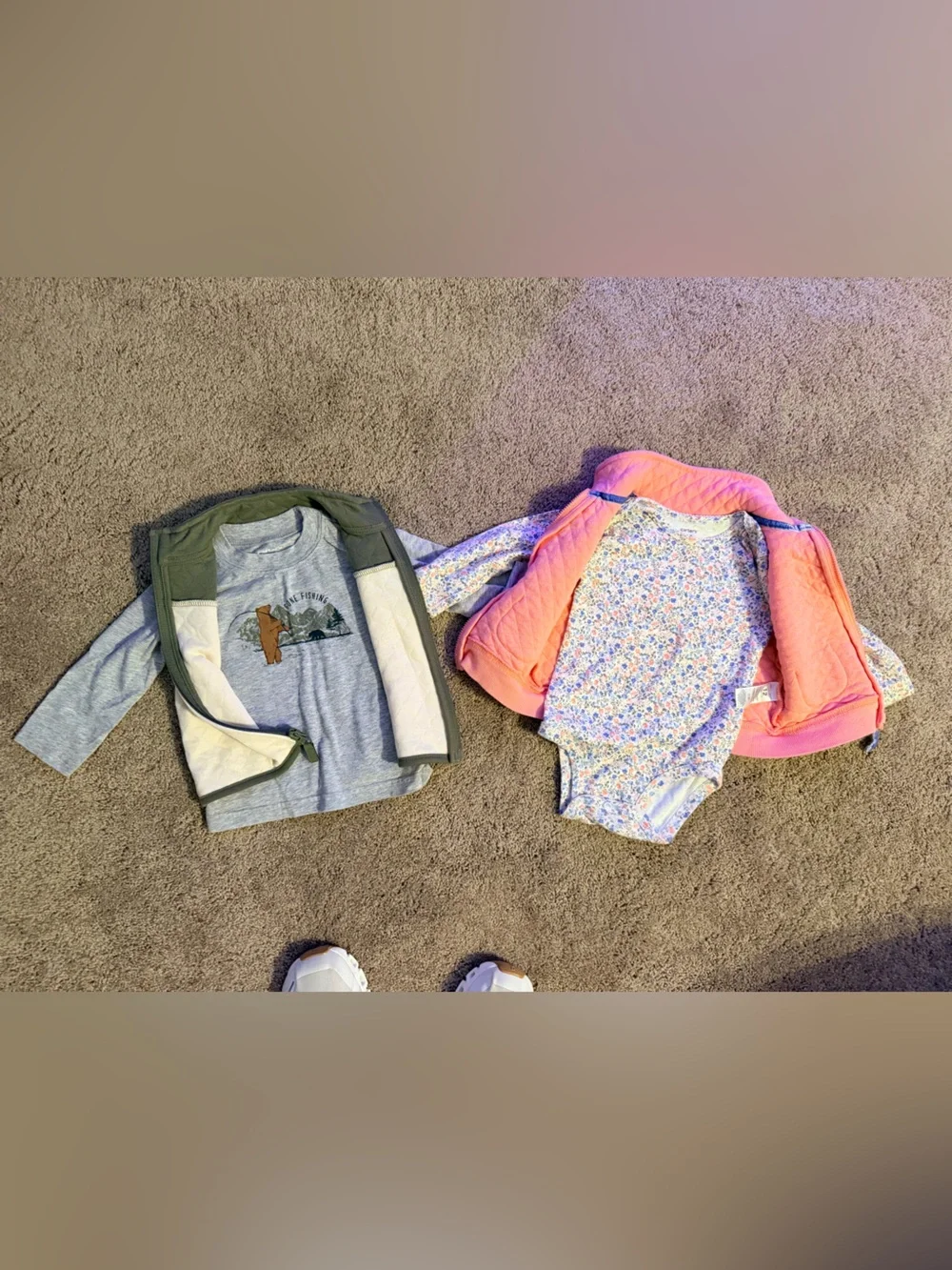 Boy girl twin outfit- matching 12 month Carters vest and top